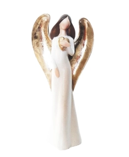 Anděl polyresin 30cm bílá/zlatá mix