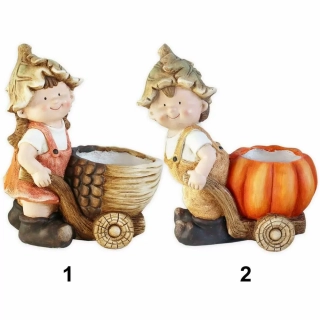 Děti podzim obal keramika 37cm mix