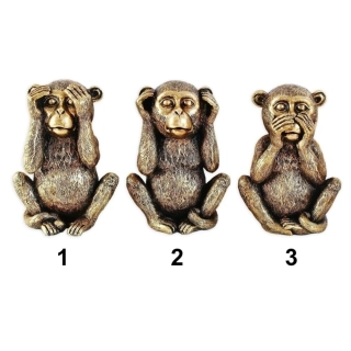 Moudrá opice polyresin 18,5cm zlatá mix