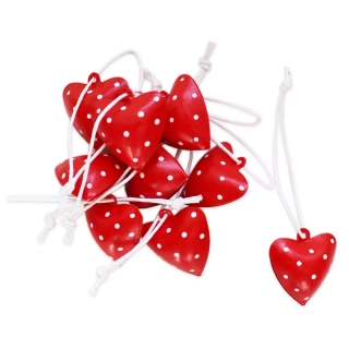 Srdce závěs plech 9ks/2cm červená