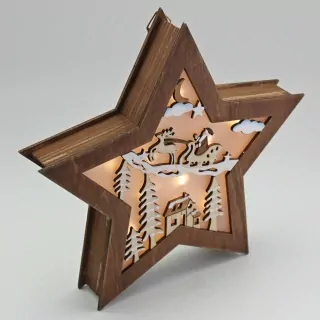 Hvězda dřevo svítící 22cm