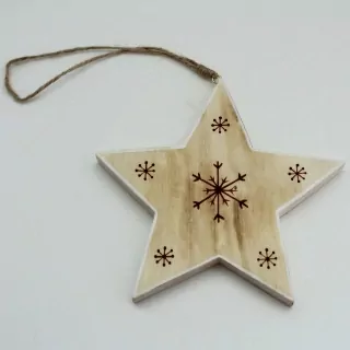 Hvězda dřevo závěs 13cm