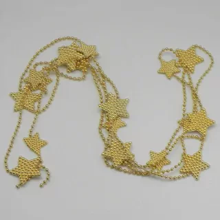 Hvězdy řetěz pvc 3-4cm/2,7m zlatá