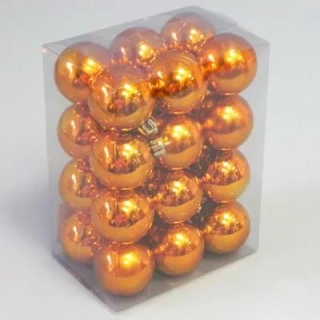 Koule vánoční plast 24ks/4cm oranž