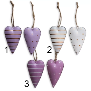 Srdce závěs plech 2ks/4cm mix