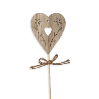 Srdce zápich dřevo 6,2/27,5cm natural