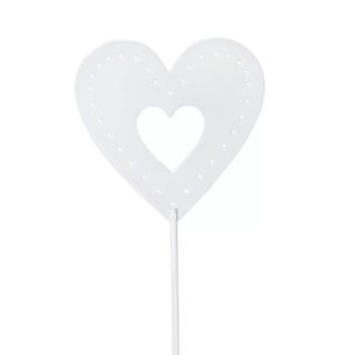 Srdce zápich plech 32cm bílá