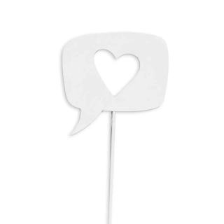 Srdce zápich plech 32cm bílá