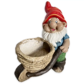 Trpaslík s vozíkem polyresin 36,5cm
