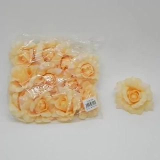 Růže hlava textil 12ks/8cm meruňková