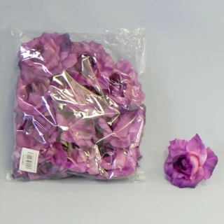 Růže hlava textil 12ks/8cm fialová