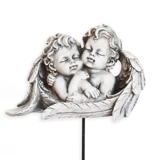 Anděl zápich polyresin 9,5x18cm šedá