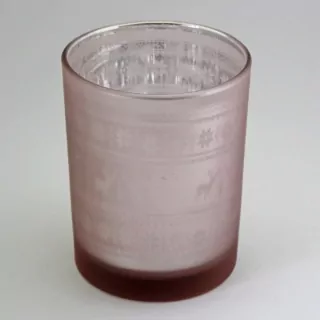Svícen sklo pr.7,3V8cm stříbrná/růžová
