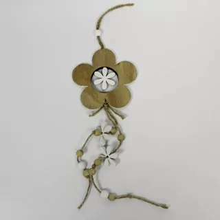 Kytka závěs dřevo 44cm natural
