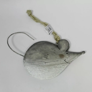Myška závěs kov 16,5x9cm šedá