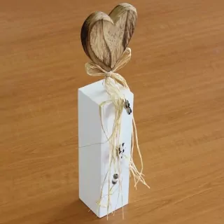 Srdce dekorace dřevo 13x41cm bílá/natural