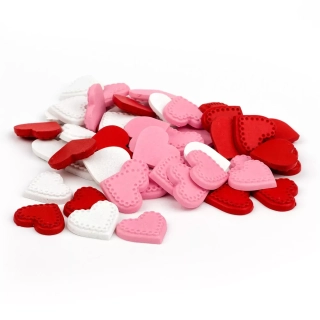 Srdce přízdoba dřevo 48ks/2cm mix