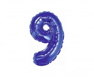 Fóliový balónek číslo 9, modrý, 35 cm