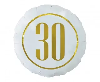 Fóliový balónek číslo 30 (bílý), 18 palců