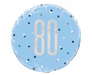Fóliový balónek číslo 80 narozeniny, Glitz blue 18 palců
