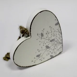 Srdce závěs dřevo 15cm bílá