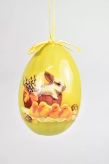 Plastové vajíčko na zavěšení s motivem zajíčka 12 cm