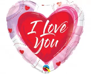 I Love You fóliový balónek, kreslené srdce, 18 palců