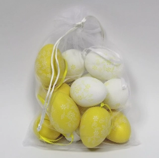 Vajíčka závěs pvc 12ks/6cm bílá/žlutá