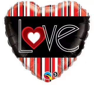 Fóliový balónek L(Heart)VE Red Stripes, 18" 