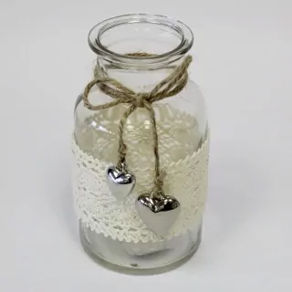 Váza sklo/tetil/kov 6,5x12,5cm natural