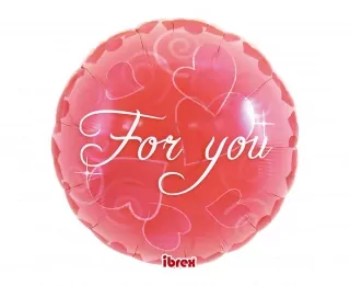 Balónek fóliový, kulatý, For You, 35 cm