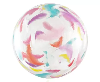 Aqua balónek - křišťál, barevné peří, 20 palců