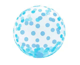 Aqua balónek - krystal, modré puntíky, 18 palců