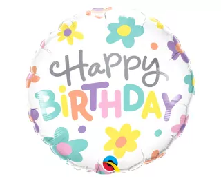 Fóliový balónek 18", "Happy Birthday - Retro Daisies"