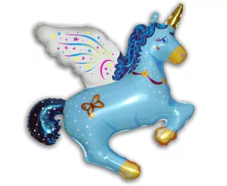Fóliový balónek Magic Unicorn, modrý, 110x107cm (volný)