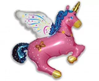 Fóliový balónek Magic Unicorn, růžový, 110x107cm (volný)