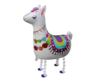 Fóliový balon Kráčející lama, 67x75 cm, bílý