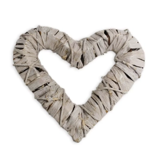 Srdce proutí 25cm šedá