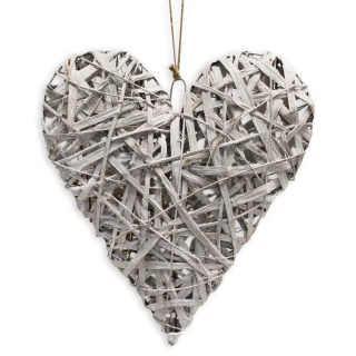 Srdce proutí 50cm šedá