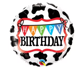 Fóliový balónek Happy Birthday - Holštýnské kráva, 46 cm