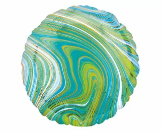 Fóliový balónek Marblez - kulatý modrozelený, 46 cm