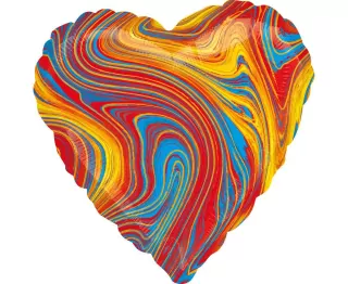 Fóliový balónek Marblez - barevné srdce, 46 cm