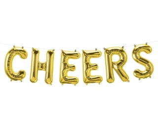 Fóliový balónek s nápisem CHEERS, zlatý, 16"