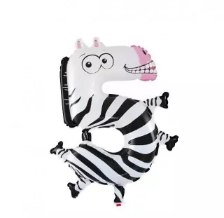 Nafukovací balónky číslice "pět" zebra