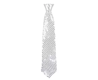 Lesklá kravata, stříbrná, 40 cm