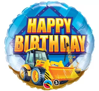 Fóliový balónek 18 palců, Happy Birthday (bagr)