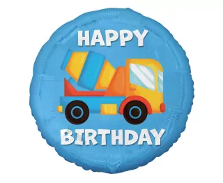 Fóliový balónek do míchačka betonu (Happy Birthday), 45 cm