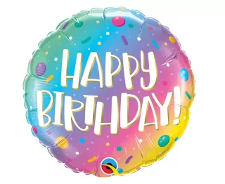 Fóliový balónek Happy Birthday - Ombre tečky a čárky