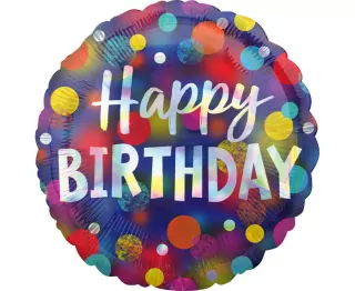 Fóliový balónek Happy Birthday - párty tečky, 46 cm