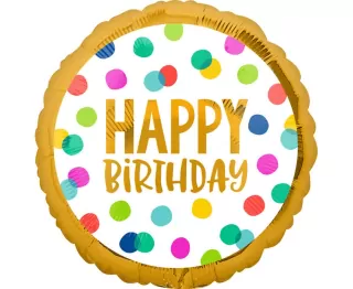 Fóliový balónek Happy Birthday tečky, 18 palců